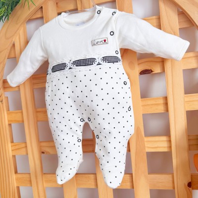  Macacão Trape Zape- Love off com poa preto